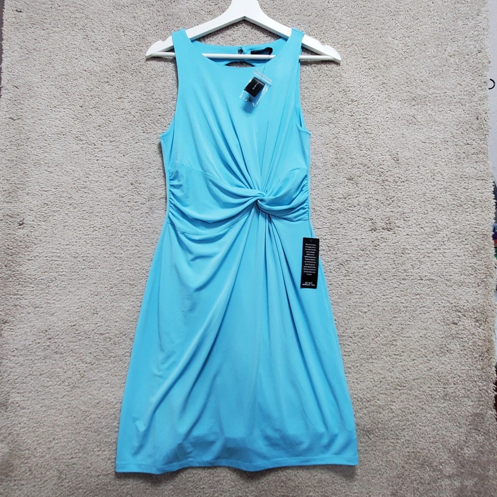 The Limited Dress Womens Medium Blue Stretch Twist Front Keyhole Back‎ Cocktail